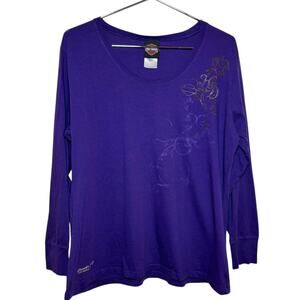 Harley Davidson Plus Size 1X Purple Long Sleeve Angel Wing Shirt McDermotts HD